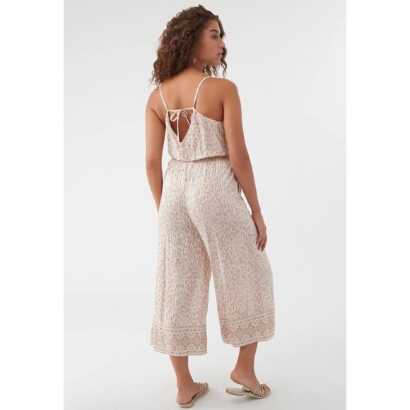 O'Neill Camile Jumpsuit Women's Size Large Viscose Pockets Neutral Lightweight - Picture 3 of 15